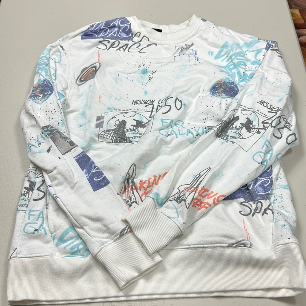 Space crewneck sweatshirt in white
